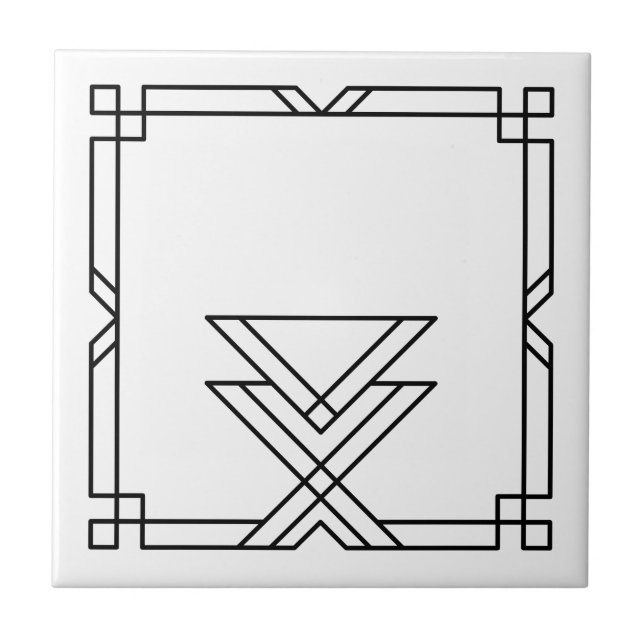 Elegant Art Deco Simple Geometric Frame Ceramic Tile (Front)