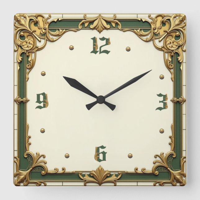 Elegant Art Deco  Square Wall Clock (Front)