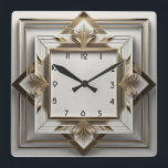 Elegant Art Deco Square Wall Clock<br><div class="desc">Great clock design. You will love it like others. Be free to use this design for other product you like or to customize and add your text. Follow me for more. Thank you. Have a nice day.</div>