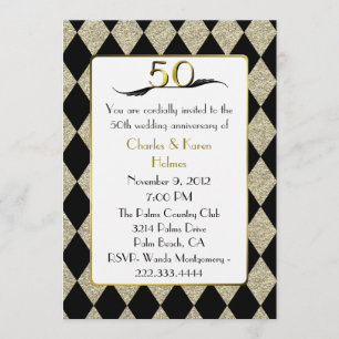 Elegant Art Deco Style 50th Anniversary Invitation