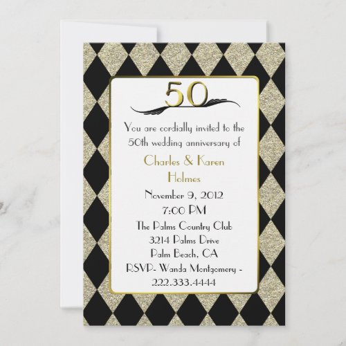 Elegant Art Deco Style 50th Anniversary Invitation