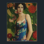 Elegant Art Deco Style Woman wth Large Flowers Art<br><div class="desc">Feeling fancy? Feast your eyes on this Art Deco style masterpiece! The roaring 20s might be over,  but the glamour lives on in this stunning piece. The intricate details and vibrant colors of the flowers will leave you feeling like a true Gatsby.</div>
