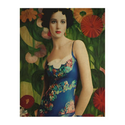 Elegant Art Deco Style Woman wth Large Flowers Art