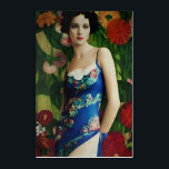 Elegant Art Deco Style Woman wth Large Flowers Art<br><div class="desc">Feeling fancy? Feast your eyes on this Art Deco style masterpiece! The roaring 20s might be over,  but the glamour lives on in this stunning piece. The intricate details and vibrant colors of the flowers will leave you feeling like a true Gatsby.</div>