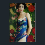 Elegant Art Deco Style Woman wth Large Flowers Art<br><div class="desc">Feeling fancy? Feast your eyes on this Art Deco style masterpiece! The roaring 20s might be over,  but the glamour lives on in this stunning piece. The intricate details and vibrant colors of the flowers will leave you feeling like a true Gatsby.</div>