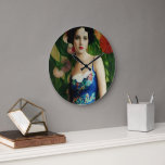 Elegant Art Deco Style Woman wth Large Flowers Art Large Clock<br><div class="desc">Feeling fancy? Feast your eyes on this Art Deco style masterpiece! The roaring 20s might be over,  but the glamour lives on in this stunning piece. The intricate details and vibrant colors of the flowers will leave you feeling like a true Gatsby.</div>