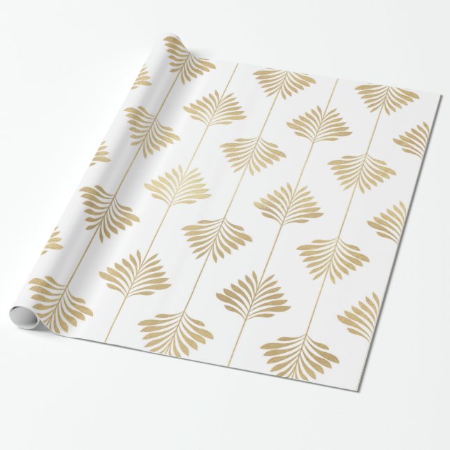 Elegant Art-Deco Stylized Leafs Pattern Wrapping Paper (Unrolled)