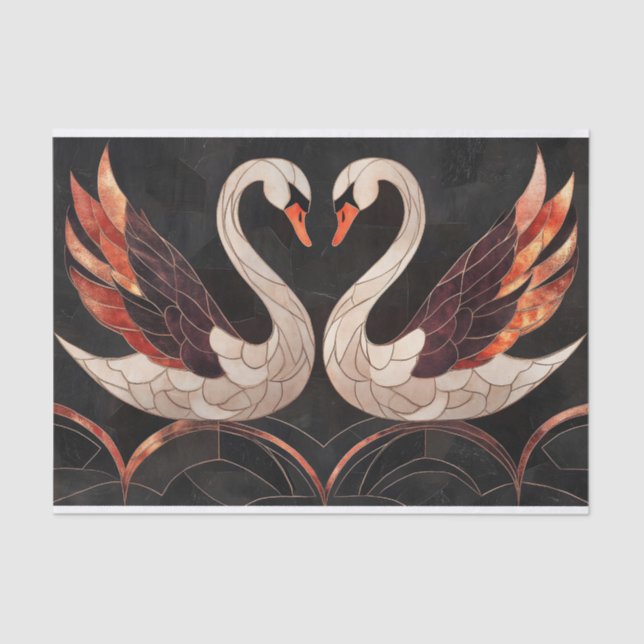 Elegant Art Deco Swans Forming a Heart Tissue Paper (Front)