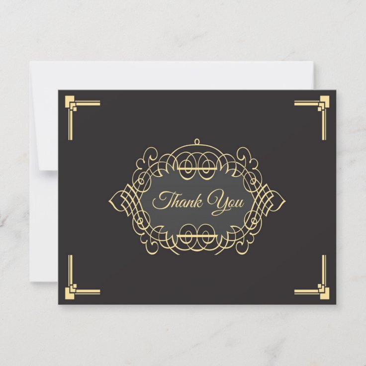 Elegant Art Deco Thank You Card | Zazzle