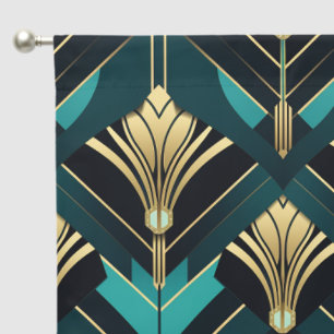 Elegant art deco tiled pattern blackout curtains