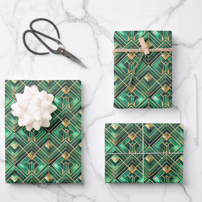 Elegant Art Deco tiled pattern party  Wrapping Paper Sheets (Front)