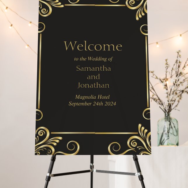 Elegant Art Deco Vintage Wedding Welcome Sign (In Situ (Stand))