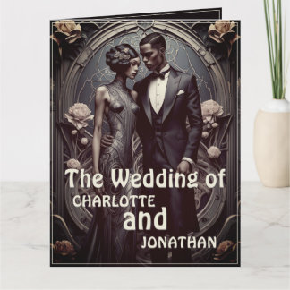 Elegant Art Deco Wedding Couple - Invitation