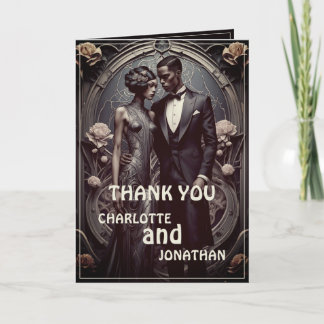 Elegant Art Deco Wedding Couple - Thank You Card