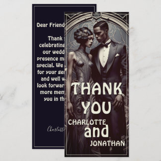 Elegant Art Deco Wedding Couple - Thank You Card