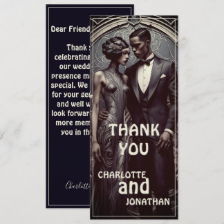 Elegant Art Deco Wedding Couple - Thank You Card