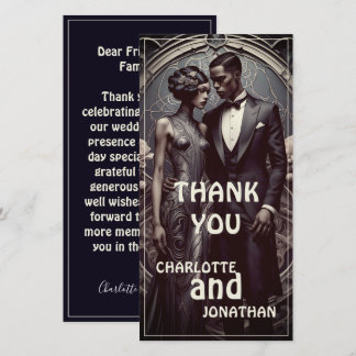 Elegant Art Deco Wedding Couple - Thank You Card