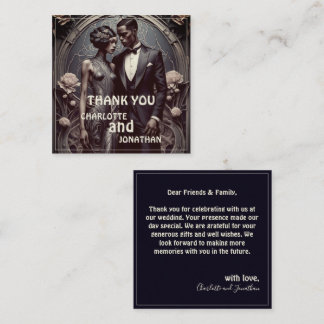 Elegant Art Deco Wedding Couple - Thank You Card