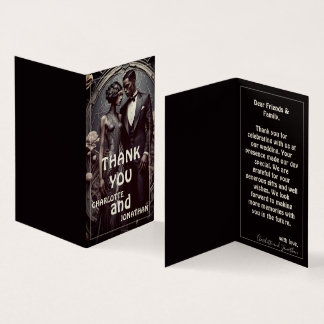Elegant Art Deco Wedding Couple - Thank You Card