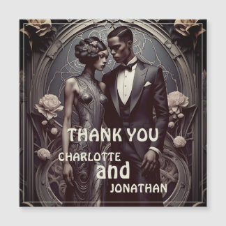 Elegant Art Deco Wedding Couple - Thank You Card