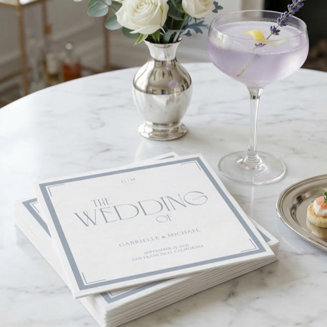 Elegant Art Deco Wedding Dusty Blue  Napkins (Creator Uploaded)