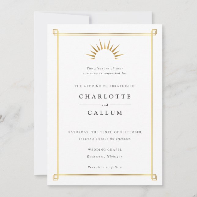 Elegant art deco wedding invitation (Front)