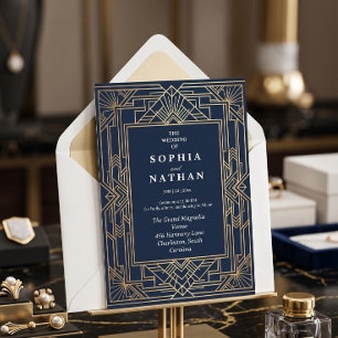 Elegant Art Deco Wedding Invitation