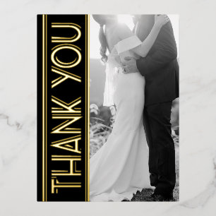 Elegant Art Deco Wedding Photo Thanks Post Card