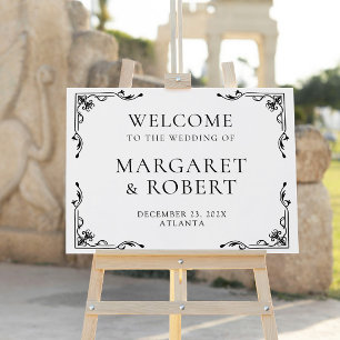 Elegant Art Deco White Wedding Welcome Sign