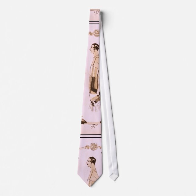 Elegant Art Deco Woman in Pink Neck Tie (Front)
