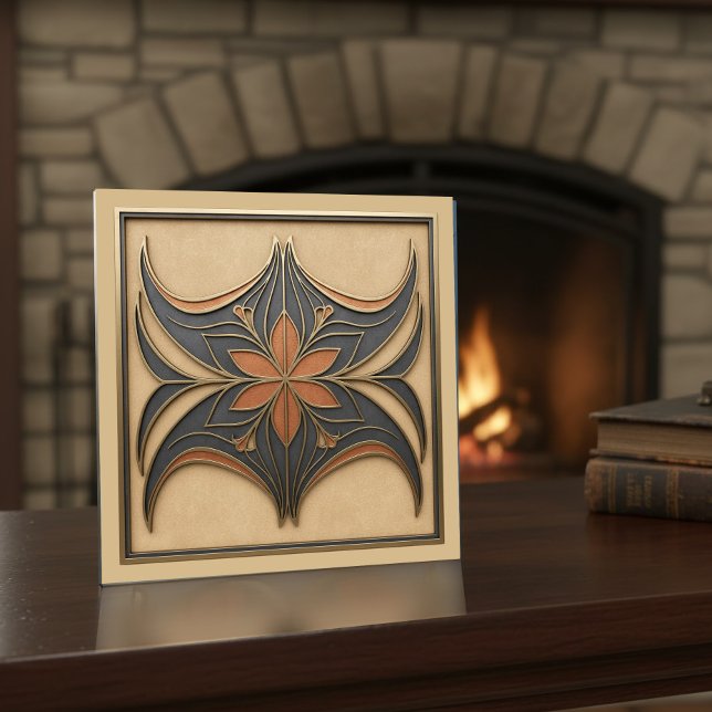 Elegant Art Nouveau Abstract Floral #17 ID1193 Ceramic Tile (Creator Uploaded)