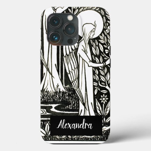Elegant Art Nouveau Angel Black and White Artistic iPhone 13 Pro Case