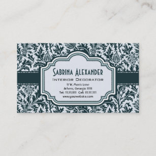 Elegant Art Nouveau Arts and Crafts Green Pattern Business Card