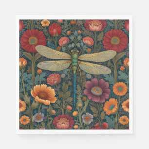 Elegant art nouveau Autumn floral Dragonfly Napkins