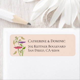 Elegant Art Nouveau Beige Wedding Return Address Label