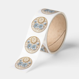 Elegant Art Nouveau Blue Floral Wedding Favor Stic Square Sticker