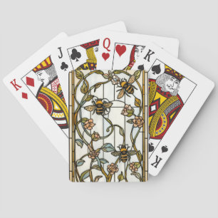 Elegant art nouveau botanical  bee stain glass poker cards
