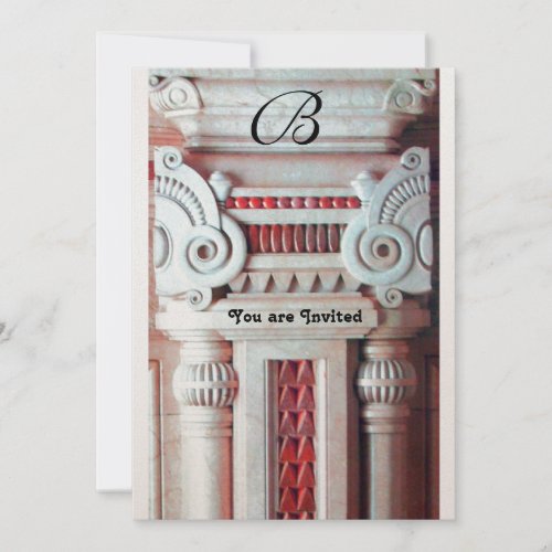 ELEGANT ART NOUVEAU COLUMN DECOR Red White black Invitation