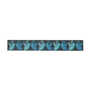 elegant art nouveau design, metallic teal & black, wrap around address label
