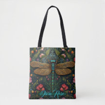 Elegant art nouveau dragonfly boho botanical