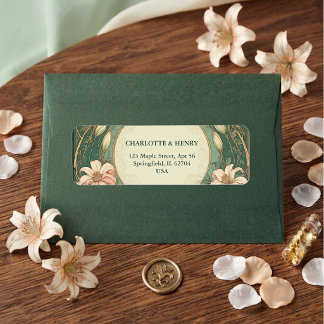 Elegant Art Nouveau Flora Wedding Return Address Label