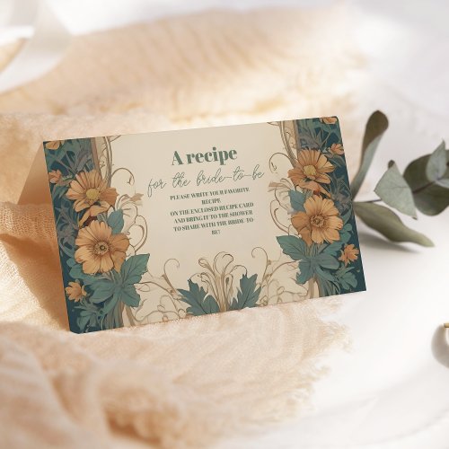 Elegant Art Nouveau Floral Bridal Shower  Enclosure Card
