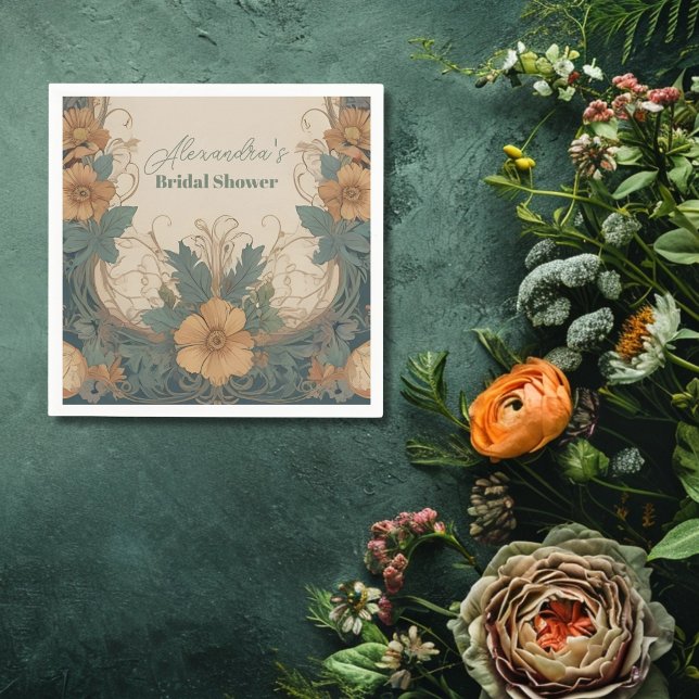 Elegant Art Nouveau Floral Bridal Shower  Napkins (Creator Uploaded)