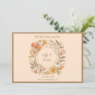 Elegant Art Nouveau Floral Engagement Announcement