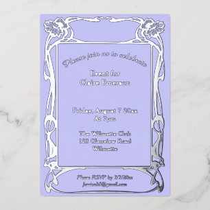Elegant Art nouveau floral frame Foil Invitation