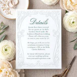 Elegant Art Nouveau Floral Frame Wedding Details Letterpress Enclosure Card