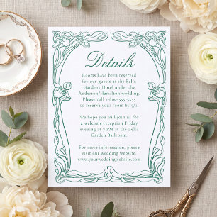 Elegant Art Nouveau Floral Frame Wedding Details Letterpress Enclosure Card