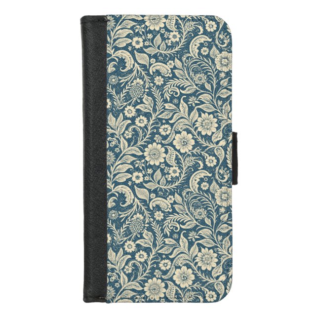 Elegant Art Nouveau Floral Wallpaper Pattern  iPhone Wallet Case (Front)