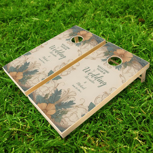 Elegant Art Nouveau Floral Wedding Cornhole Set
