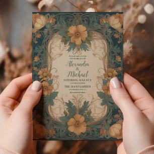 Elegant Art Nouveau Floral Wedding Invitation